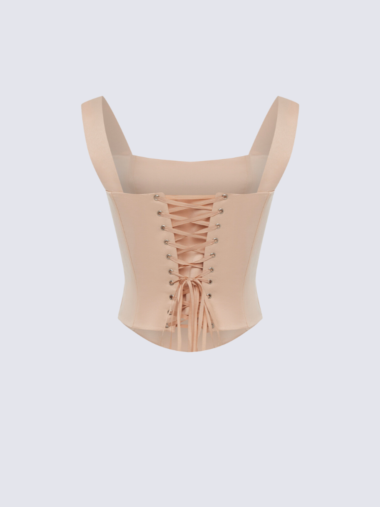 Fashion Stop Beige Sia Satin Corset Top