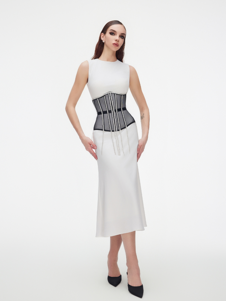Fashion Stop Cape Rhinestone Fringe Waist Corset Belt