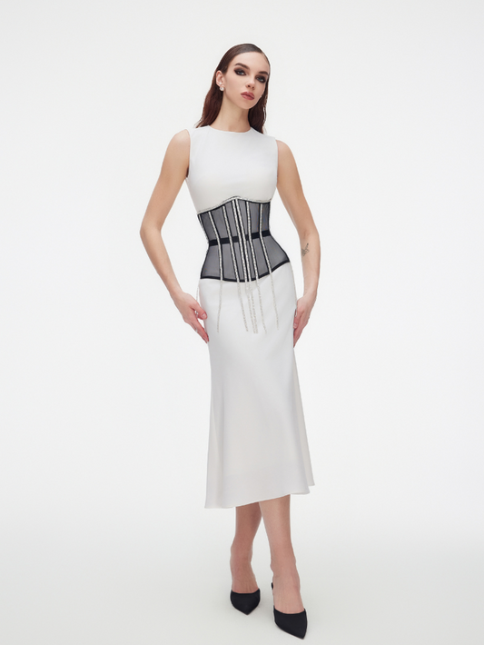 Fashion Stop Cape Rhinestone Fringe Waist Corset Belt