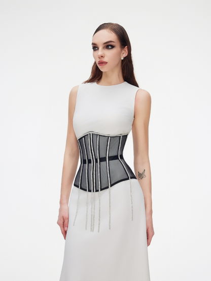 Fashion Stop Cape Rhinestone Fringe Waist Corset Belt