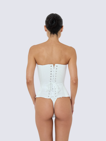 Fashion Stop White Satin Strapless Corset Top