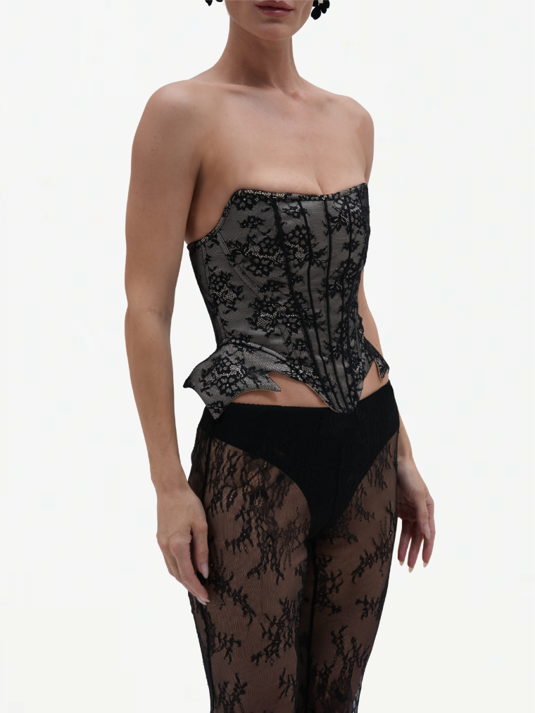 Fashion Stop Luxe Floral Lace Corset Top