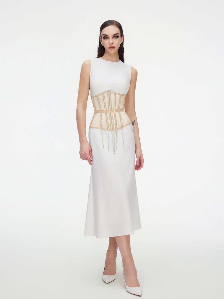 Fashion Stop Cape Rhinestone Fringe Waist Corset Belt