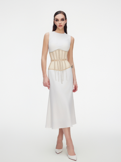 Fashion Stop Cape Rhinestone Fringe Waist Corset Belt