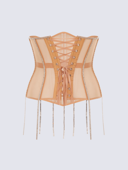 Fashion Stop Cape Rhinestone Fringe Waist Corset Belt