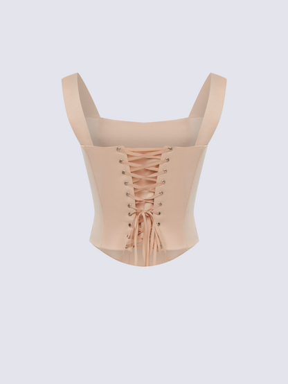 Fashion Stop Beige Sia Satin Corset Top
