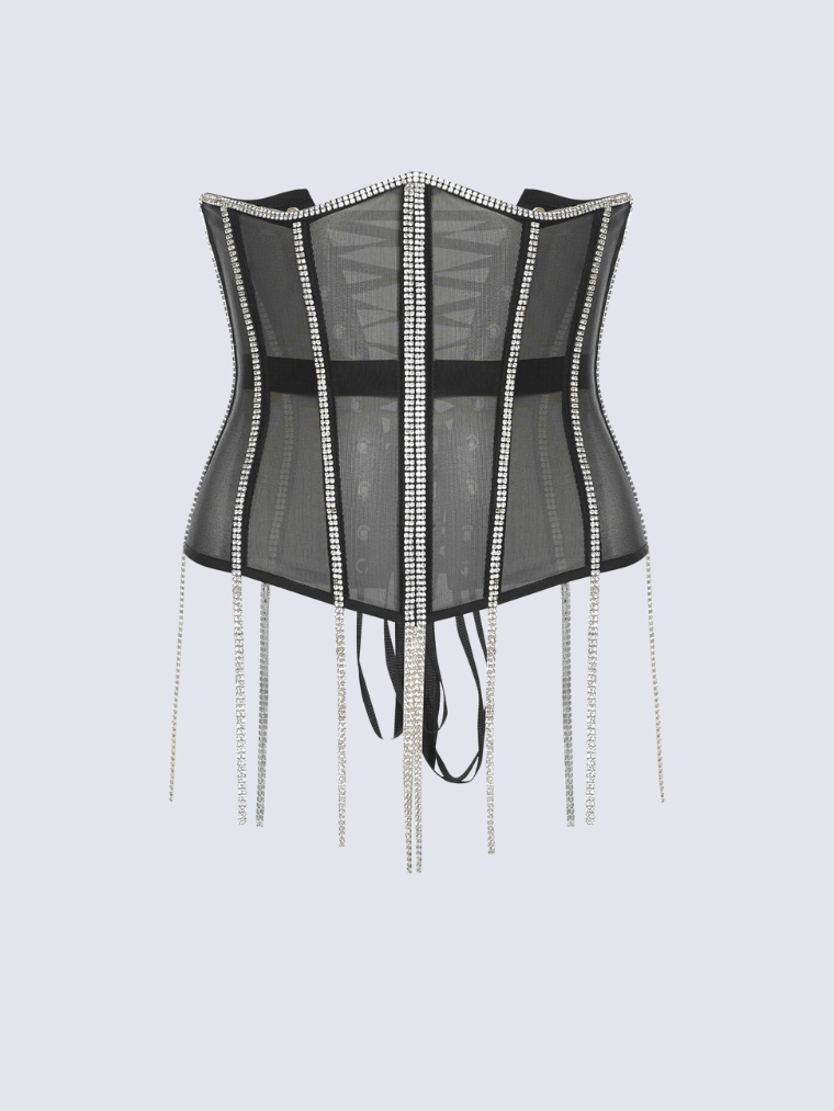 Fashion Stop Cape Rhinestone Fringe Waist Corset Belt