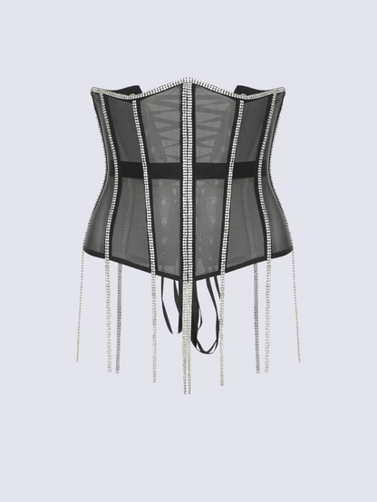 Fashion Stop Cape Rhinestone Fringe Waist Corset Belt