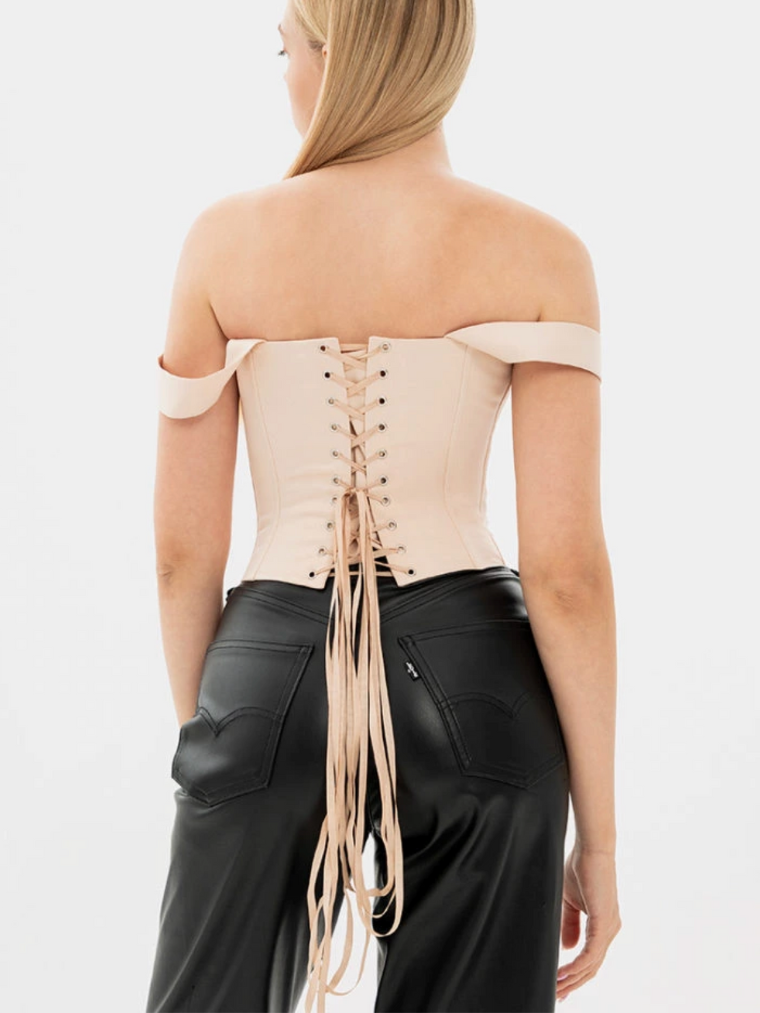 Fashion Stop Beige Sia Satin Corset Top