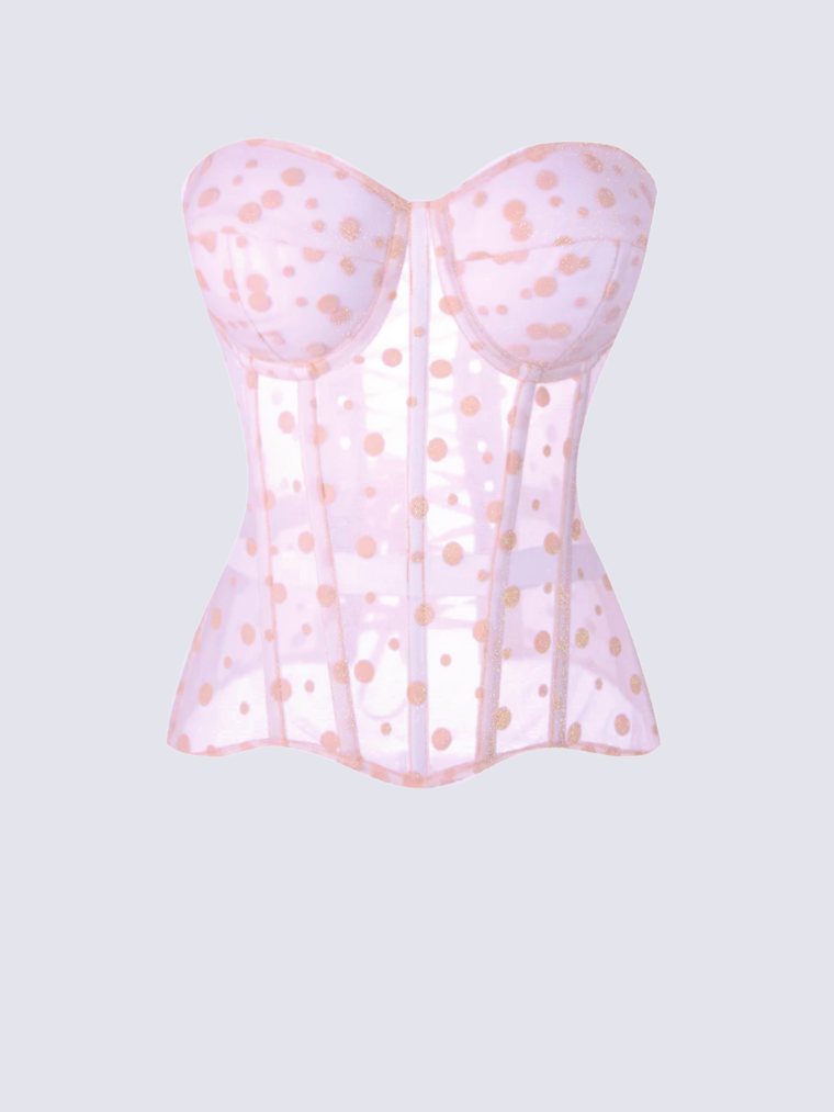 Fashion Stop Pink Floral Embroidered Bustier Corset