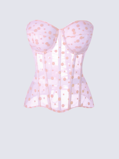 Fashion Stop Pink Floral Embroidered Bustier Corset