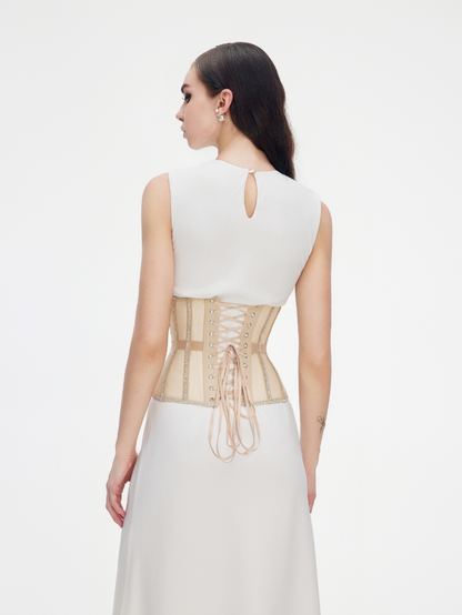 Fashion Stop Black Mesh Crystal Trim Waist Corset