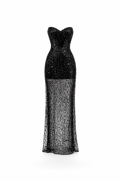 Fashion Stop Swan Black Sequin Gown